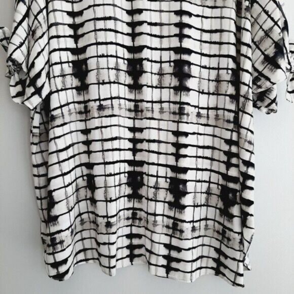PENNINGTONS | Cold Shoulder Light Checkered Top B&W Sz 3X - Picture 7 of 9